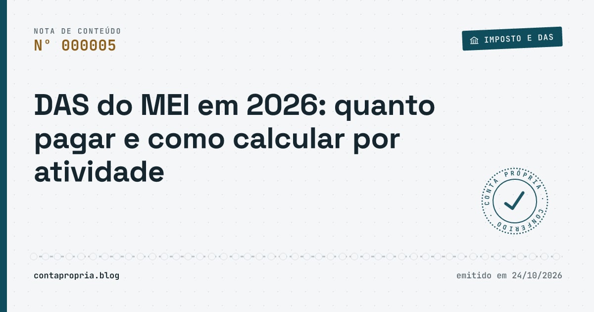 DAS do MEI em 2026: quanto pagar e como calcular por atividade